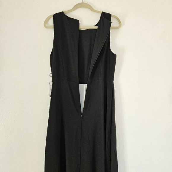 Adrianna Papell Black Crepe Overlay Sleeveless Jumpsuit Size 10 - Picture 8 of 11